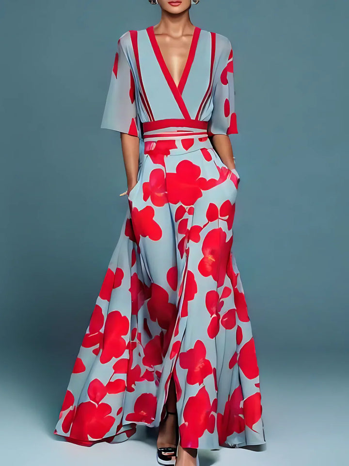 Elise™ | Robe Portefeuille Élégante Fleurie