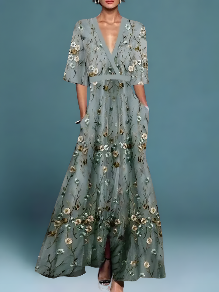 Elise™ | Robe Portefeuille Élégante Fleurie