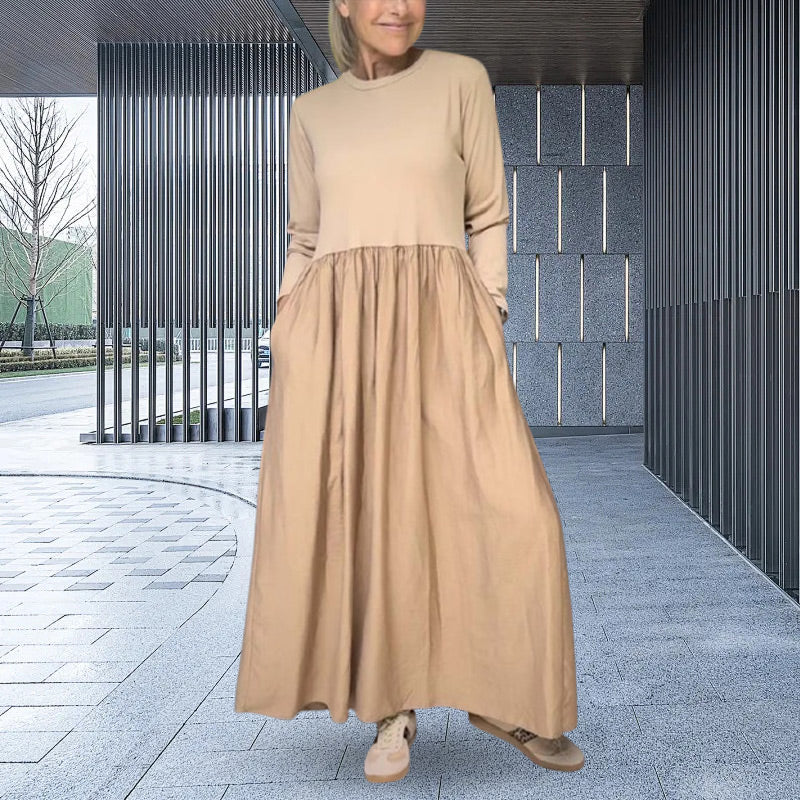 Béatrice | Robe Midi Tricotée à Manches Longues